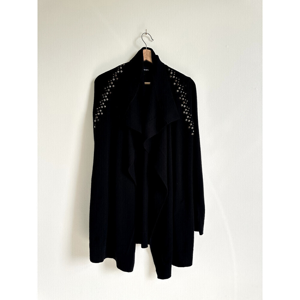 The Kooples Women's Wool And Cashmere Cardigan shoulder beads Black Size 1 $345